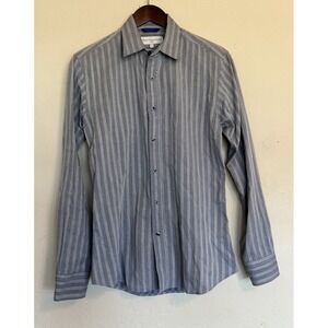 Teddy Stratford NYC Zip Fit Shirt Button Up 1 S Blue Stripe Classic